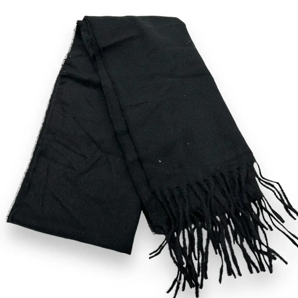 NEW Macy's Unisex Style & Co Black Fringe Scarf Classic Winter Quiet Luxury NWT